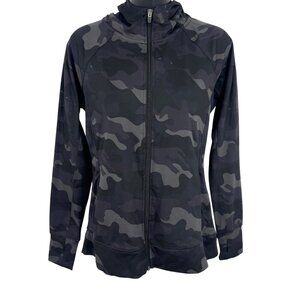 RBX Womens Hooded Black Gray Camo Jacket Zipper Size Small S Athleisure New